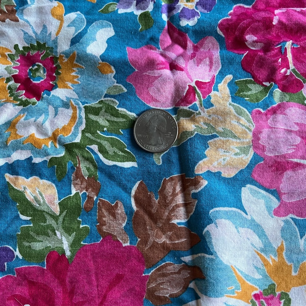 Vintage Cotton Quilt Fabric~ Pink Rose Floral